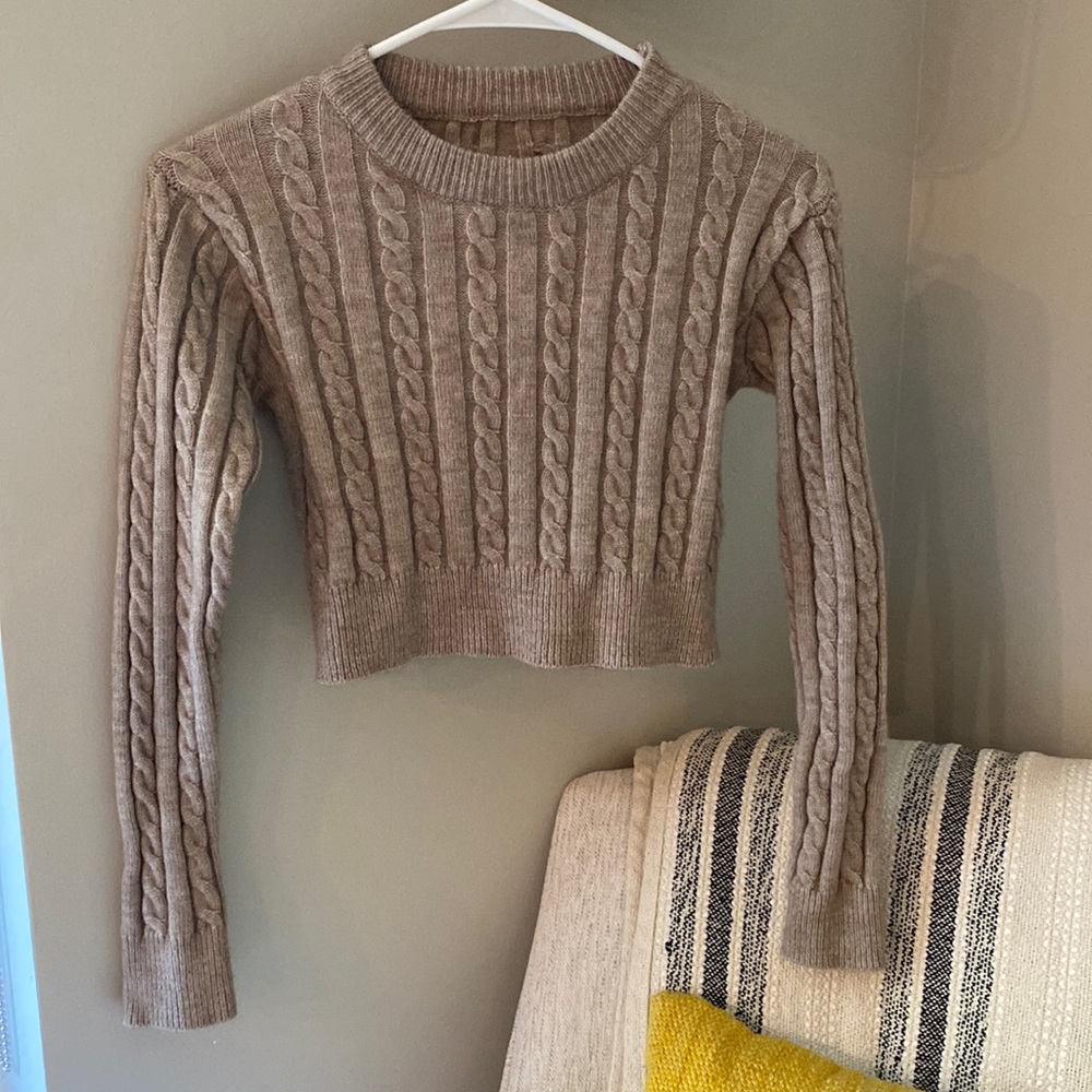 Taupe Crop Knit Sweater